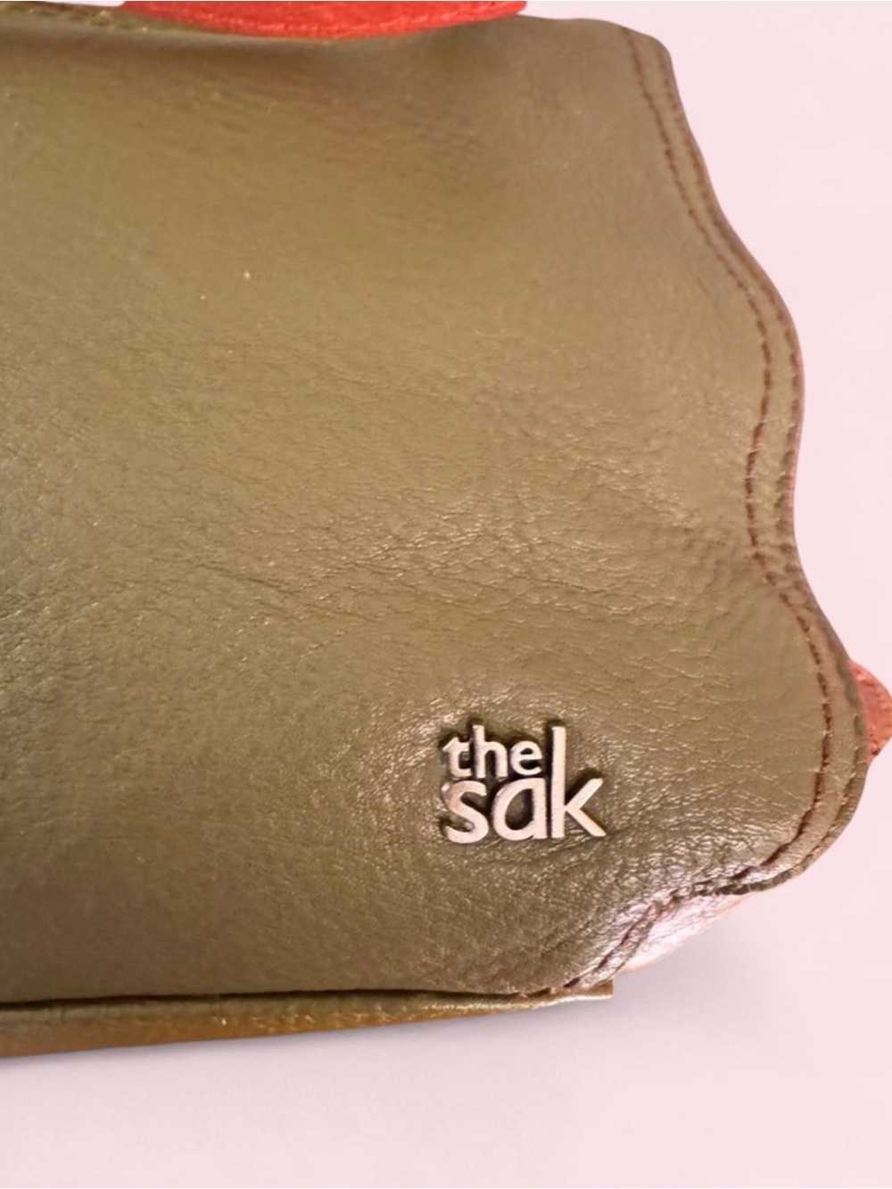 The Sak Colorblock Leather Tote in Green, Deep Navy & Cognac Brown w/Tassel - Picture 5 of 8